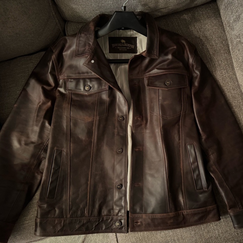 Men's Dark Brown Buffalo Jackson Driggs Leather Jacket